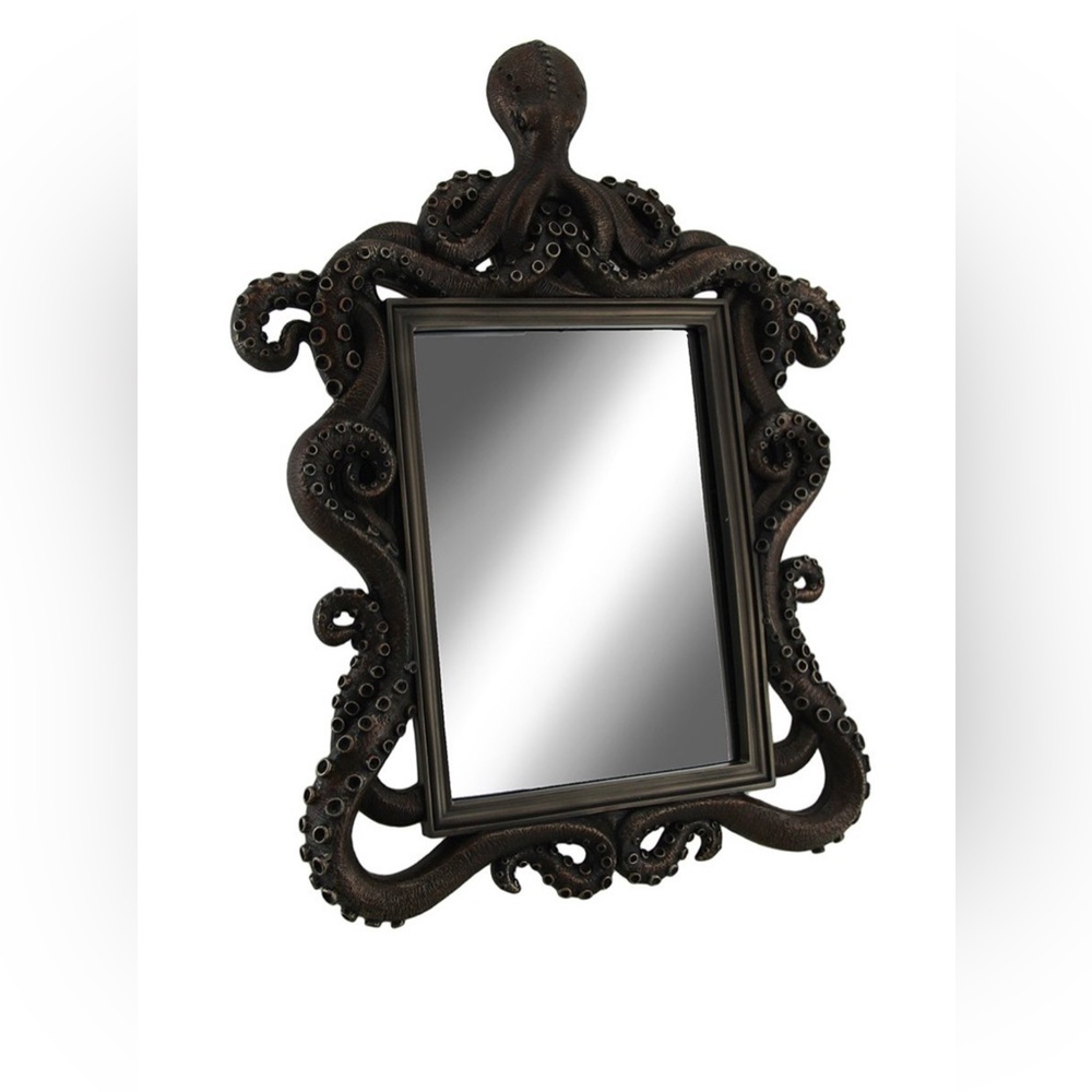 Coastal Reflections Decorative Octopus Framed Bronze Finish Table Mirror